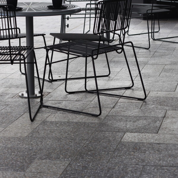 Terrazzo Honed Outdoor Pavers - Charcoal and Natural