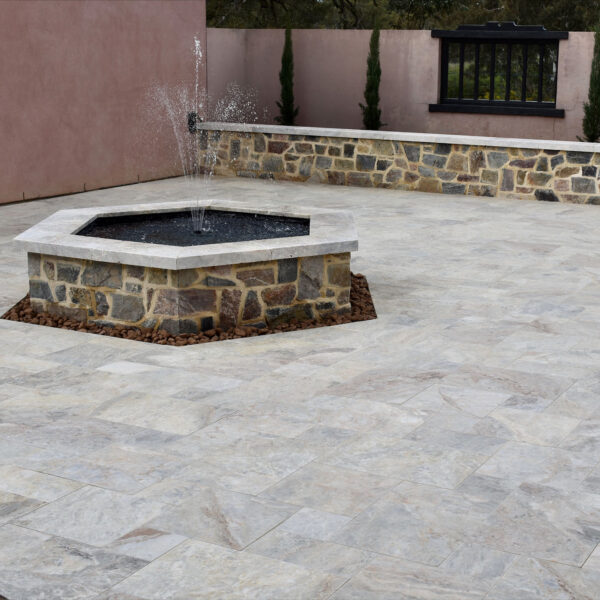 Storm Grey Marble Patio with fountain