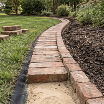 Brick garden edging